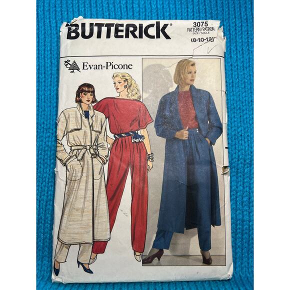 Butterick 3075 pattern womens Coat trench jacket top pants size 8 10 12 - Picture 1 of 9